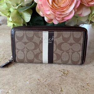 Vintage Coach Signature Stripe Zip Wallet